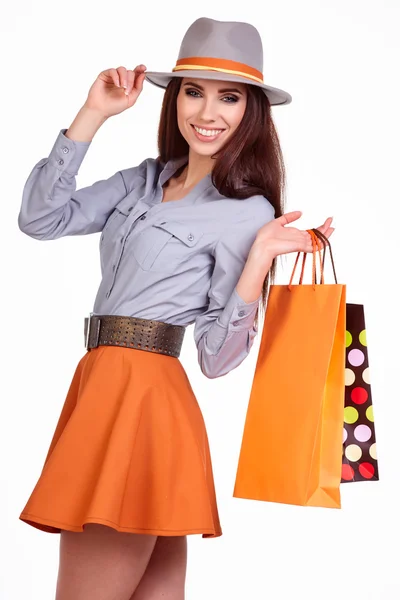 Žena držící nákupní tašky — Stock fotografie
