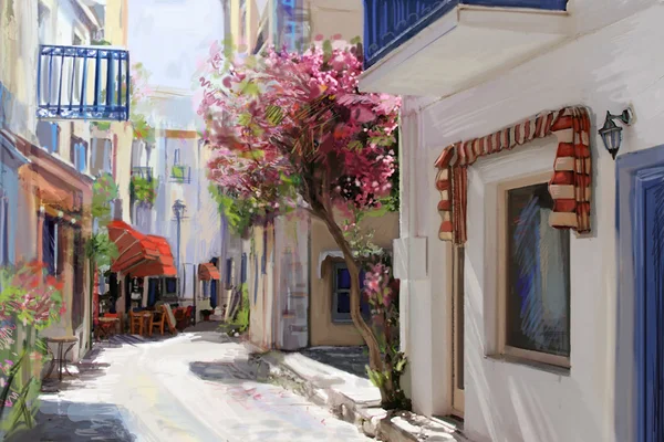 Illustration the greek town. — Stock Photo, Image