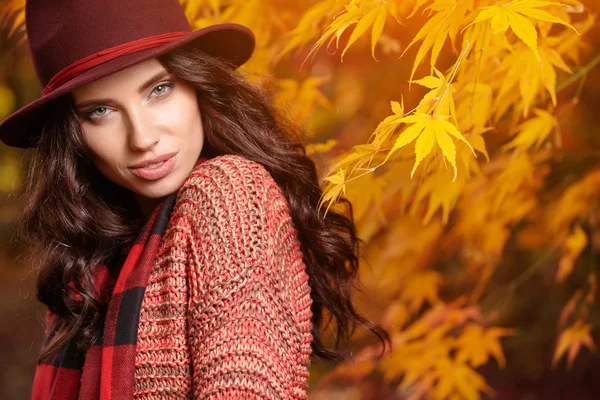 Beautiful woman in autumn — Stock Photo, Image