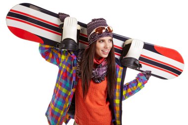 snowboard ile duran kadın  