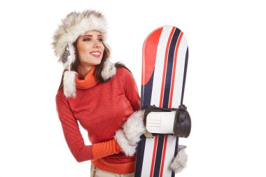 snowboard ile duran kadın  