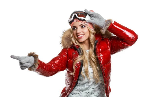 Kvinna klädd i sport vinterkläder — Stockfoto