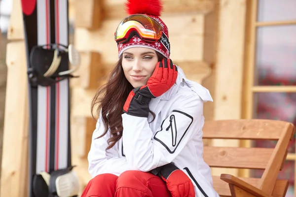 Happy young woman in ski cothes — Stock Photo, Image