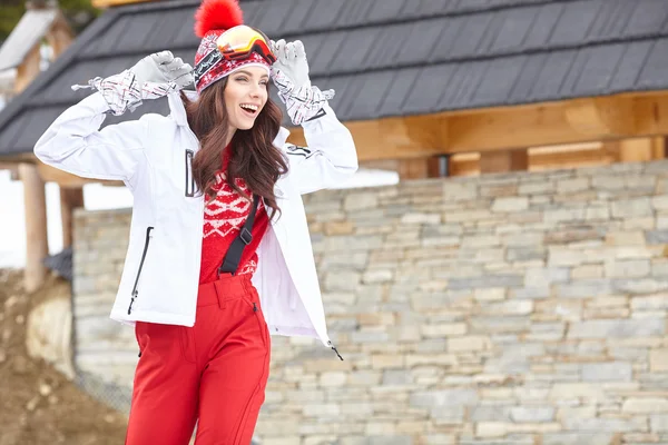 Happy young woman in ski cothes — Stock Photo, Image