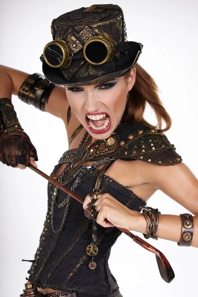 Steampunk mulher jogador de golfe — Fotografia de Stock