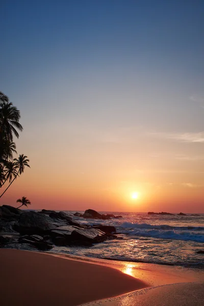 Coucher de soleil et plage tropicale — Photo