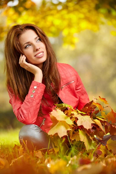 Beautiful woman in autumn park Stock Image