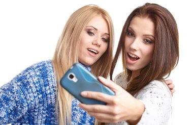 Kızlar selfies stüdyoda yapma