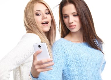 Kızlar selfies stüdyoda yapma