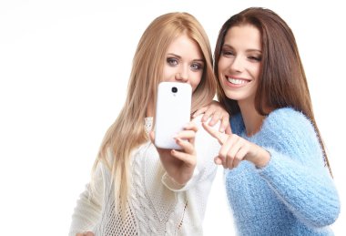 Kızlar selfies stüdyoda yapma