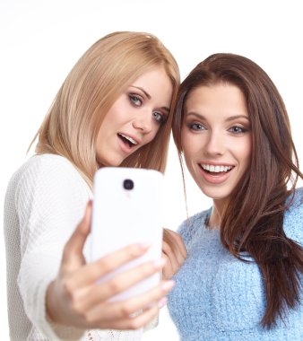 Kızlar selfies stüdyoda yapma