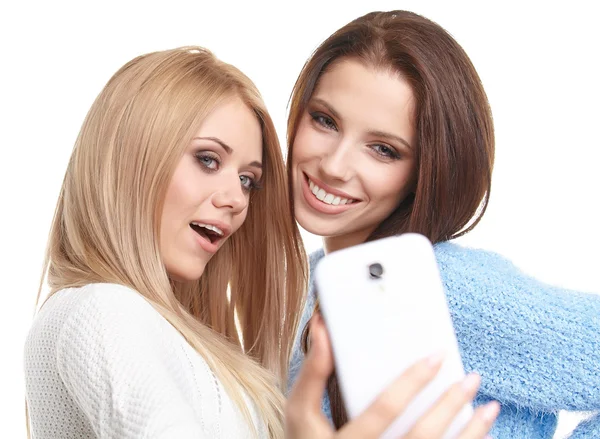 Ragazze che fanno selfie in studio — Foto Stock