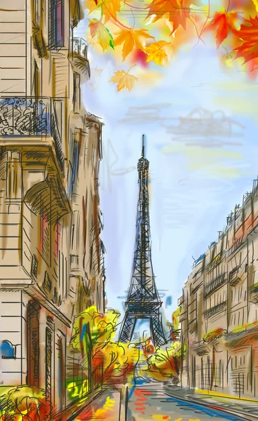 Ulica w jesień Paris — Zdjęcie stockowe