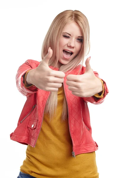 Woman with thumbs up — Stock Photo, Image