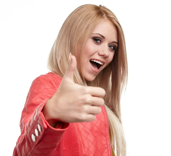 Woman with thumbs up — Stock Photo, Image