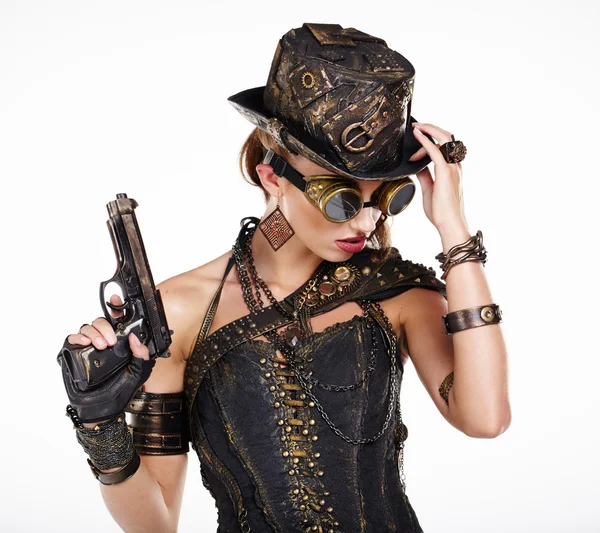 Steampunk femme de mode — Photo