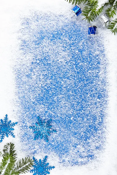Azul inverno fronteira fundo — Fotografia de Stock