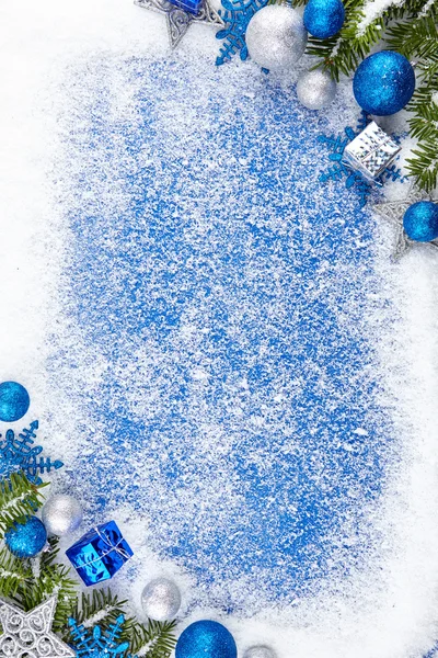 Azul inverno fronteira fundo — Fotografia de Stock