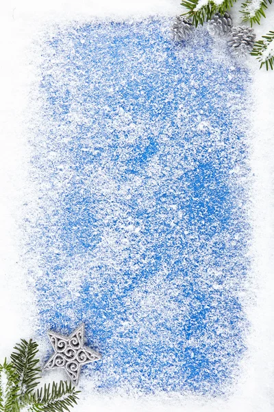蓝色冬季边框背景 — 图库照片#