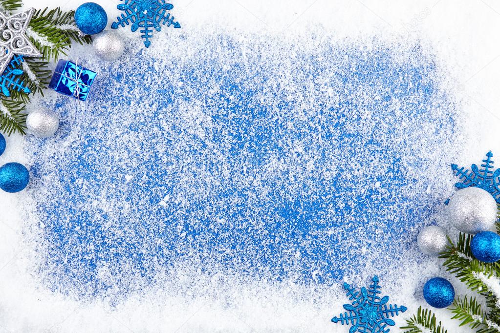 Blue winter border background