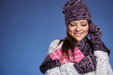 Kadın mavi sıcak giyim