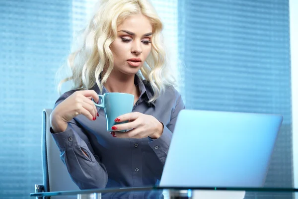 Affärskvinna som arbetar på kontor — Stockfoto