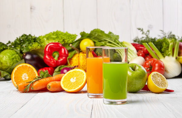 Various Freshly Vegetable Juices for Detox