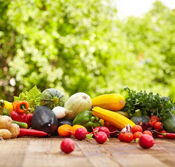Färska ekologiska grönsaker och frukter — Stockfoto