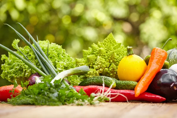 Färska ekologiska grönsaker och frukter — Stockfoto