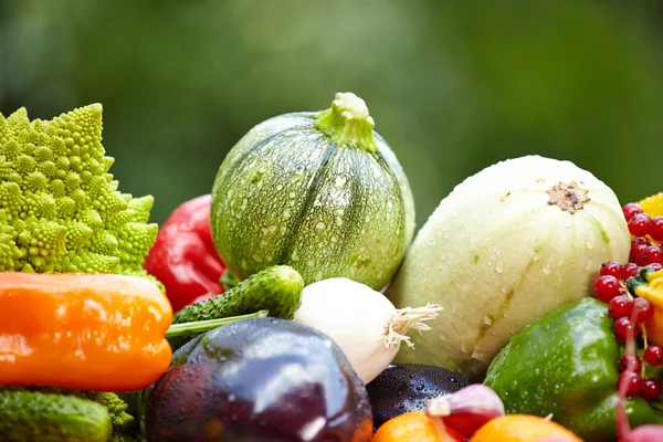 Légumes bio frais sur table en bois — Photo