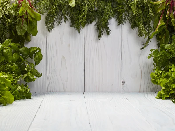 Frame on white boards made from herbs