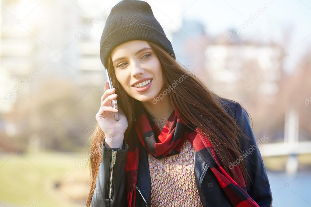 Woman talking on cell phone