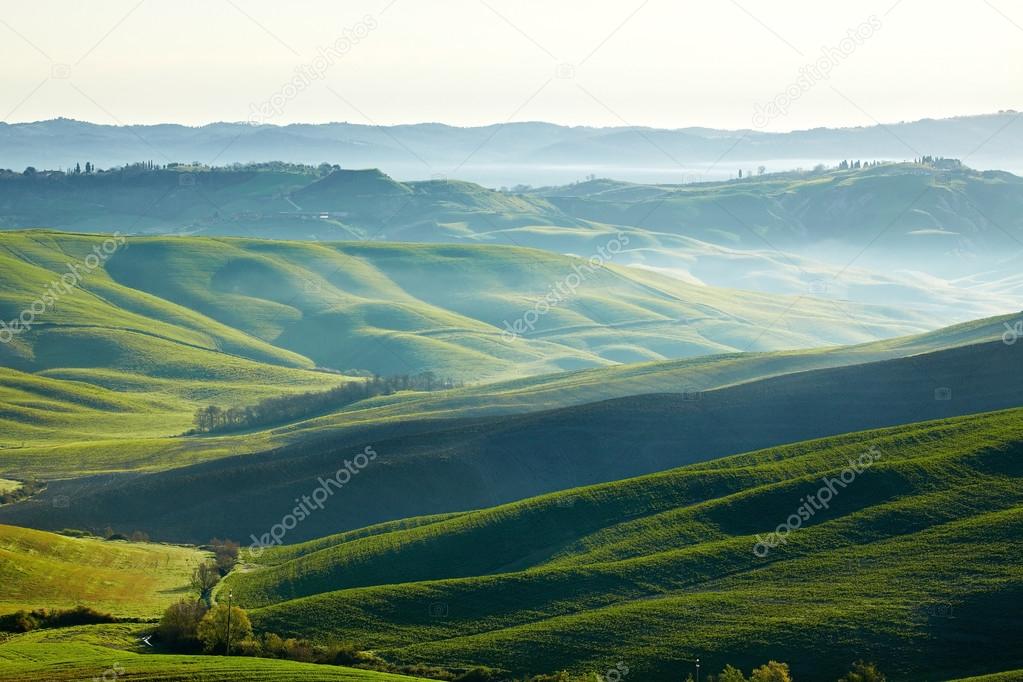 Beautiful green hills in Tuscany