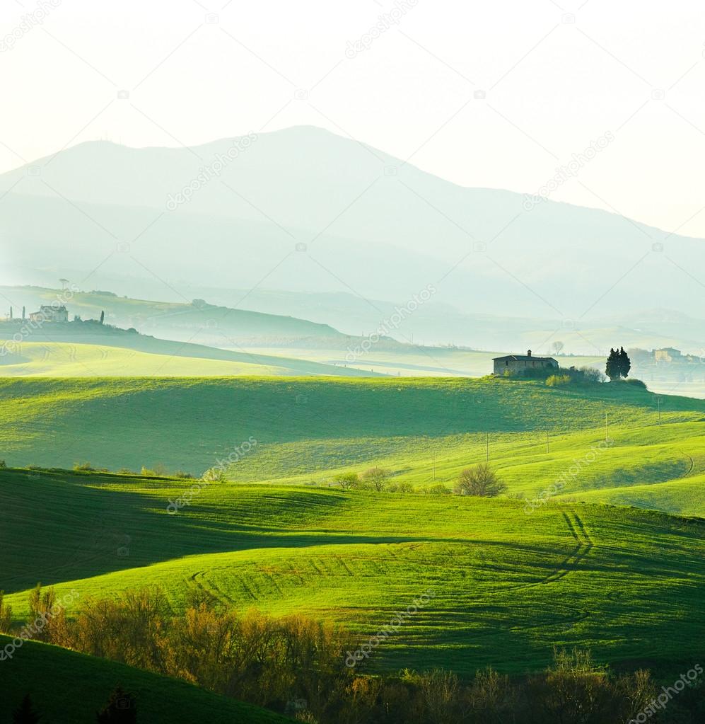 Beautiful green hills in Tuscany