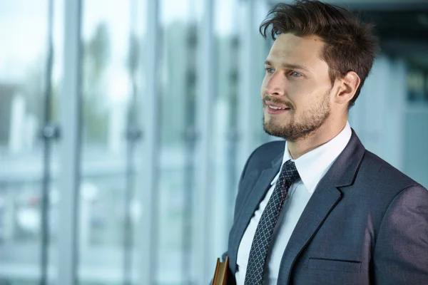 Knap glimlachend zelfverzekerd zakenman portret — Stockfoto