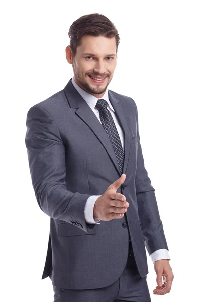Businessman handshake isolated white — Stock Photo, Image