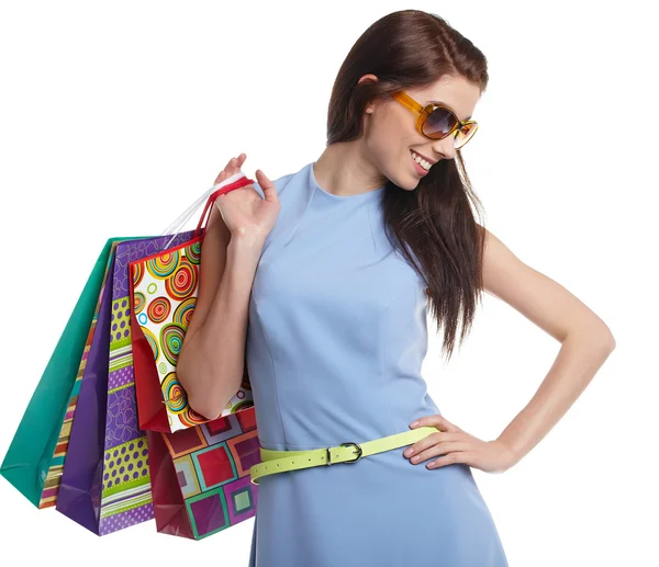 Compras mulher segurando sacos — Fotografia de Stock
