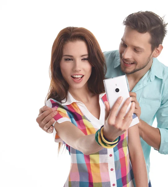 Feliz pareja hipster tomando una selfie —  Fotos de Stock