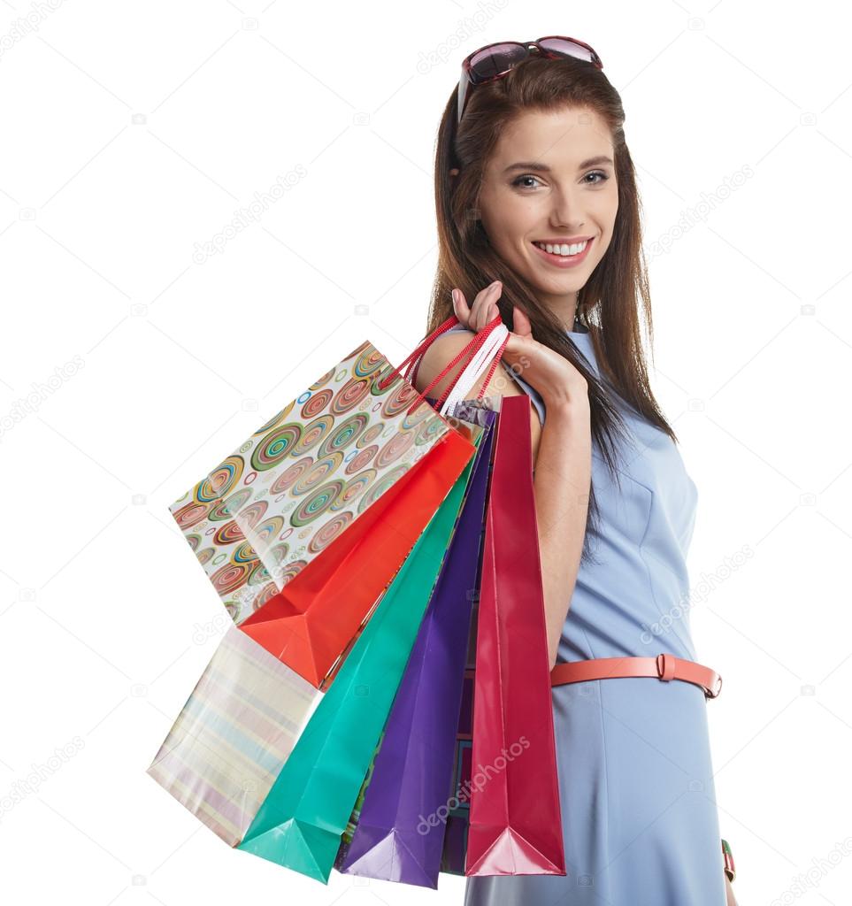 Shopping woman holding bags