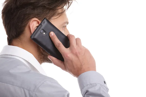 Zakenman praten op mobiele telefoon — Stockfoto