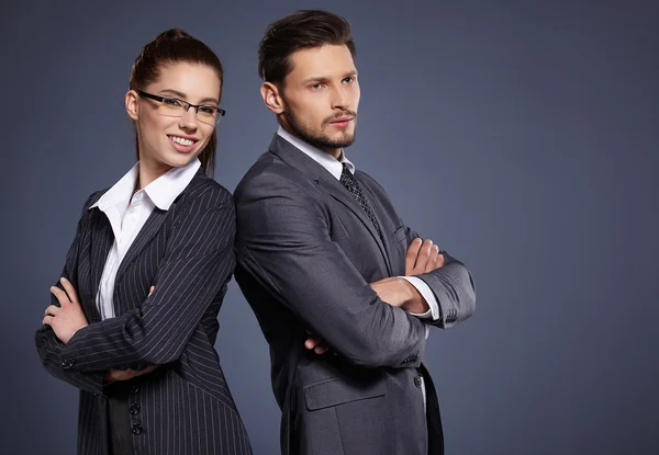 Couple of managers in suits — Stock Photo, Image