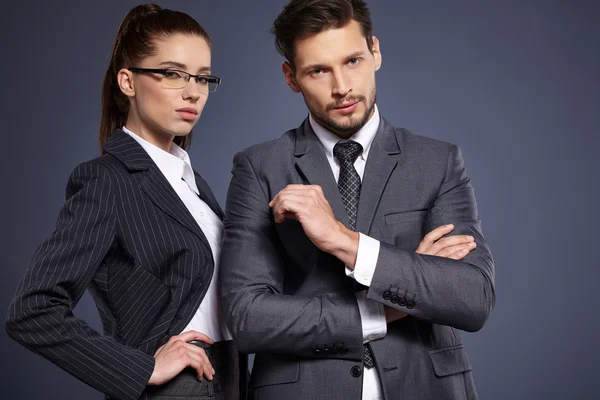 Couple of managers in suits — Stock Photo, Image