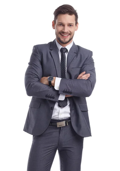 Happy businessman in suit — Stock Photo, Image