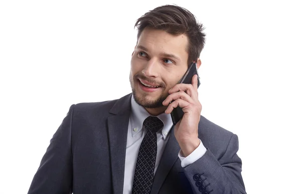 Affärsman med mobiltelefon — Stockfoto