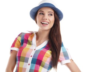 Studio gülümseyen kadın yaz