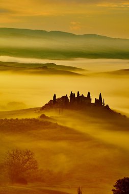 Tuscany landscape with rolling hills and valleys