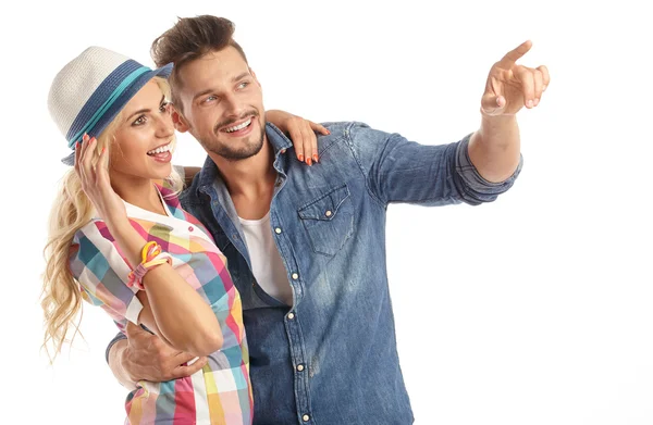 Beautiful young happy smiling couple — Stock Photo, Image