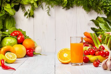 Fresh Juices with fruits and vegetables clipart