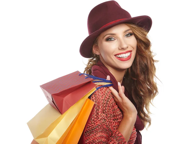 Shopping-Frau mit Taschen — Stockfoto