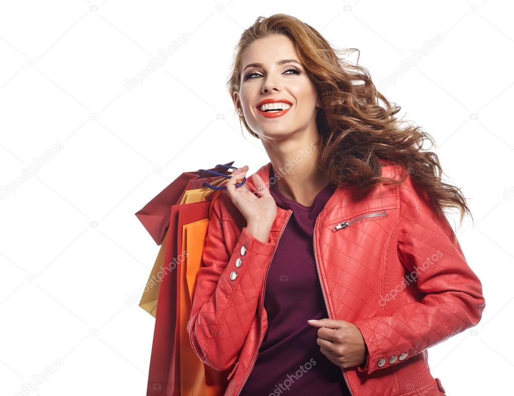 Woman and autumn shopping